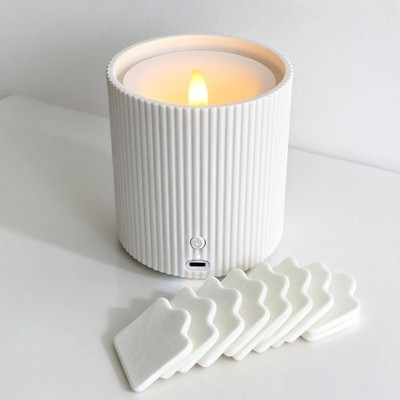 2 in 1 Waterless Essential Oil Diffuser and 3D Wick and Realistic Flame Candl...