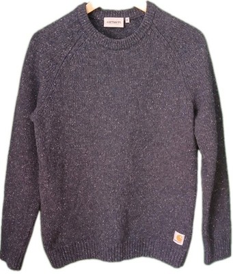 Carharrt WIP Anglistic Sweater Pullover Herren Navy Größe M Wolle Baumwolle 
