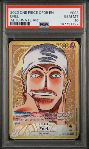 2023 ONE PIECE OP05-AWAKENING OF THE NEW ERA ALTERNATE ART #098 ENEL PSA 10