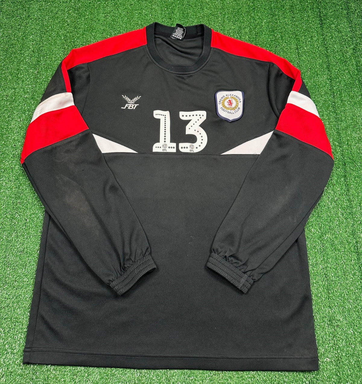 Crewe Alexandra FBT Black Training Jumper Mens Adult Medium Football Top Jumper