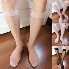 Men Socks Stockings See-through Smooth Traceless Transparent Ultra Thin