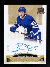 2019-20 Upper Deck The Cup Rookie Gold Spectrum Foil 3/36 Rasmus Sandin Auto 0c3