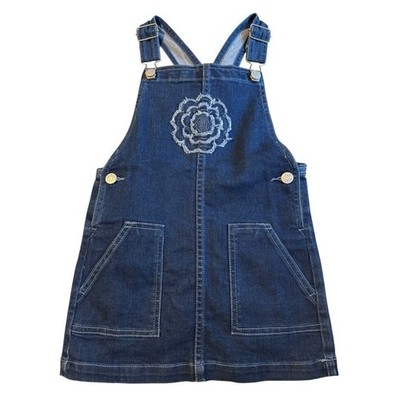 Epic Threads Girls Dark Wash Denim Jumper Dress Floral Applique SZ: 5 NWT