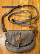Marc by Marc Jacobs Petal To The Metal Bird Gun Metal Gray Leather Crossbody Bag