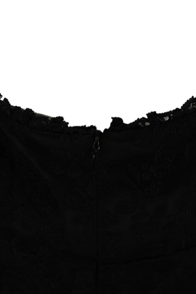 Nanette Lepore Womens Textured Floral Embroidered Scoop Neck Dress Black Size 6 - Image 4 of 4