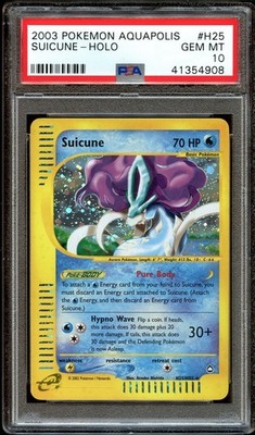 PSA 10 GEM MINT Suicune H25/H32 PARTIAL SWIRL HOLO RARE Aquapolis