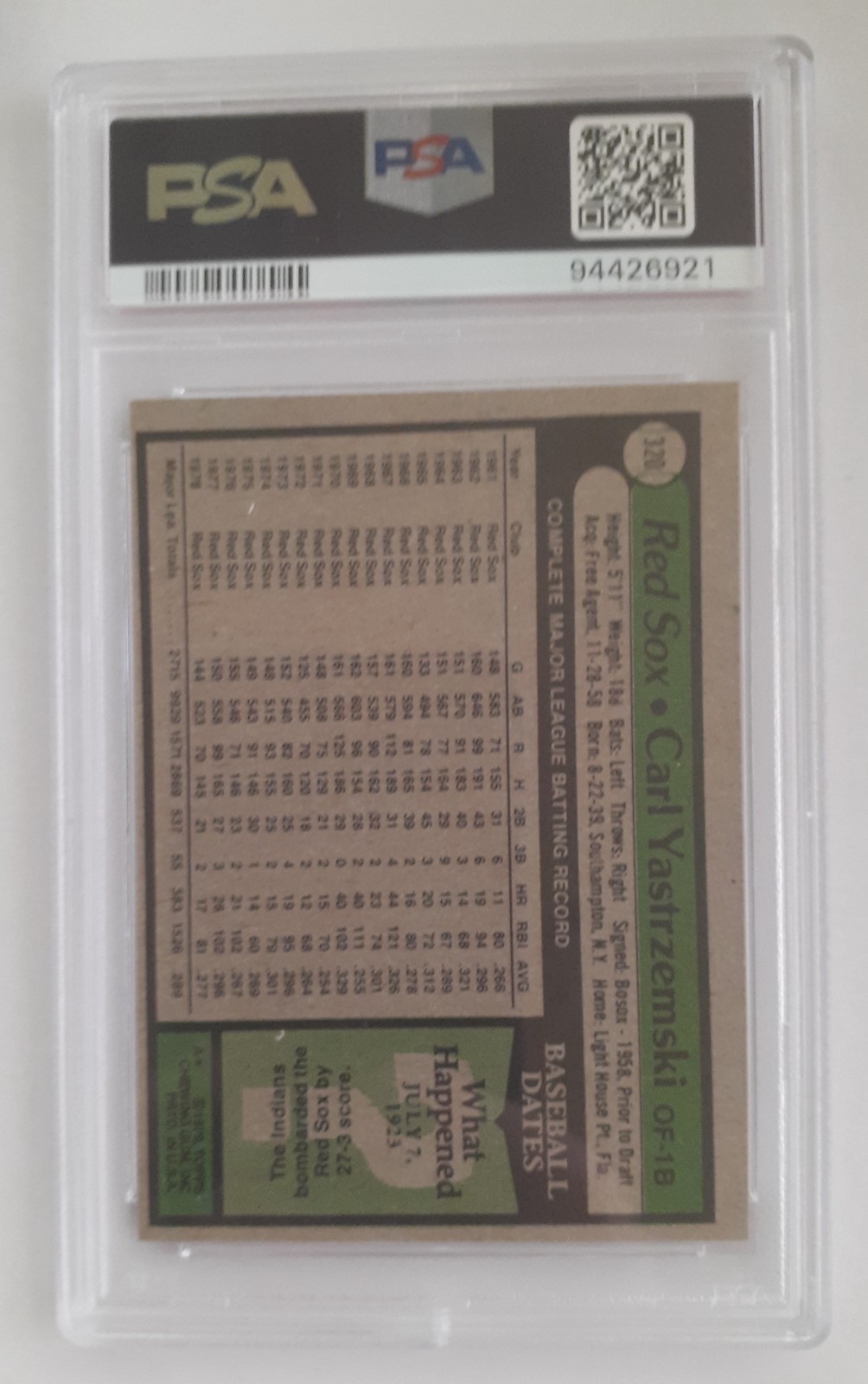 1979 CARL YASTRZEMSKI PSA 5 ... BONUS VINTAGE CARDS INCLUDED AT NO CHARGE!! view 2