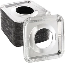 100 Pack Aluminum Foil Stove Burner Covers 8.5" Square Disposable Gas Liner