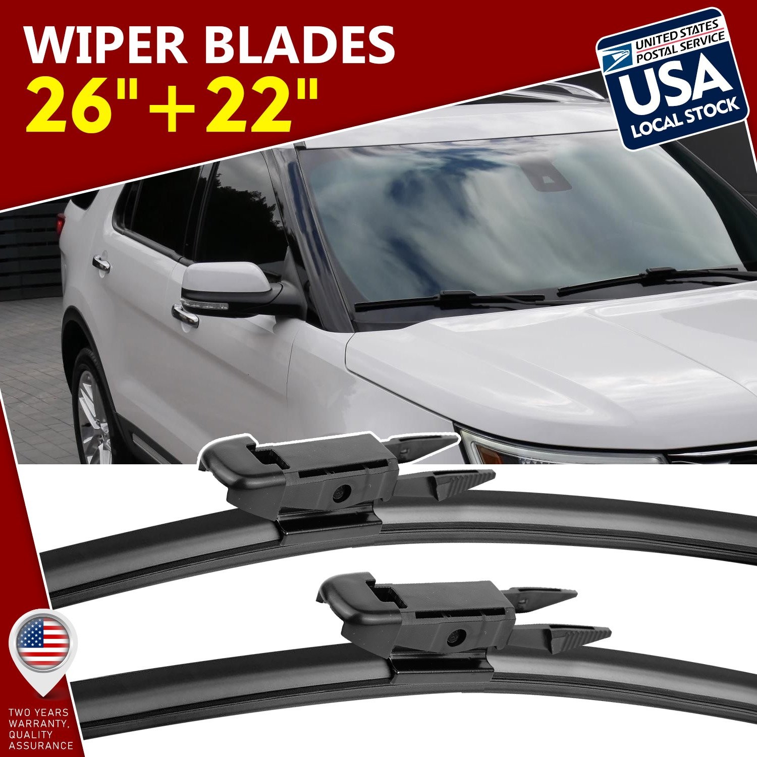 Windshield Wiper Blades 26''&22'' For 11-23 Ford Explorer Base Sport 2.3/3.5L