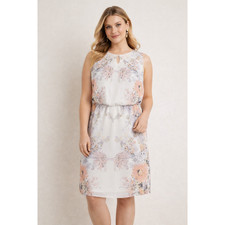 Maurices Floral Chiffon Shift Dress XL Lined Sleeveless Keyhole Back Ruched Boho