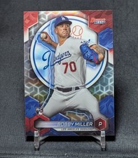 Bobby Miller Refractor Rookie RC 2023 Bowman's Best Chrome Card #67 LA Dodgers. rookie card picture