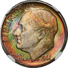 MS66 1961-D Roosevelt Silver Dime, NGC- Beautifully Rainbow Toned