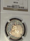 1858 Liberty Seated Half Dollar 50c AU53 Toned