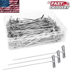 100/200Pcs Sewing T Pins 2" Stainless Steel Wig Pin Long Straight Craft Knitting