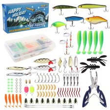 Hard Soft Fishing Lures Kit for Bass Trout Salmon Walleye Baits Holiday Gift