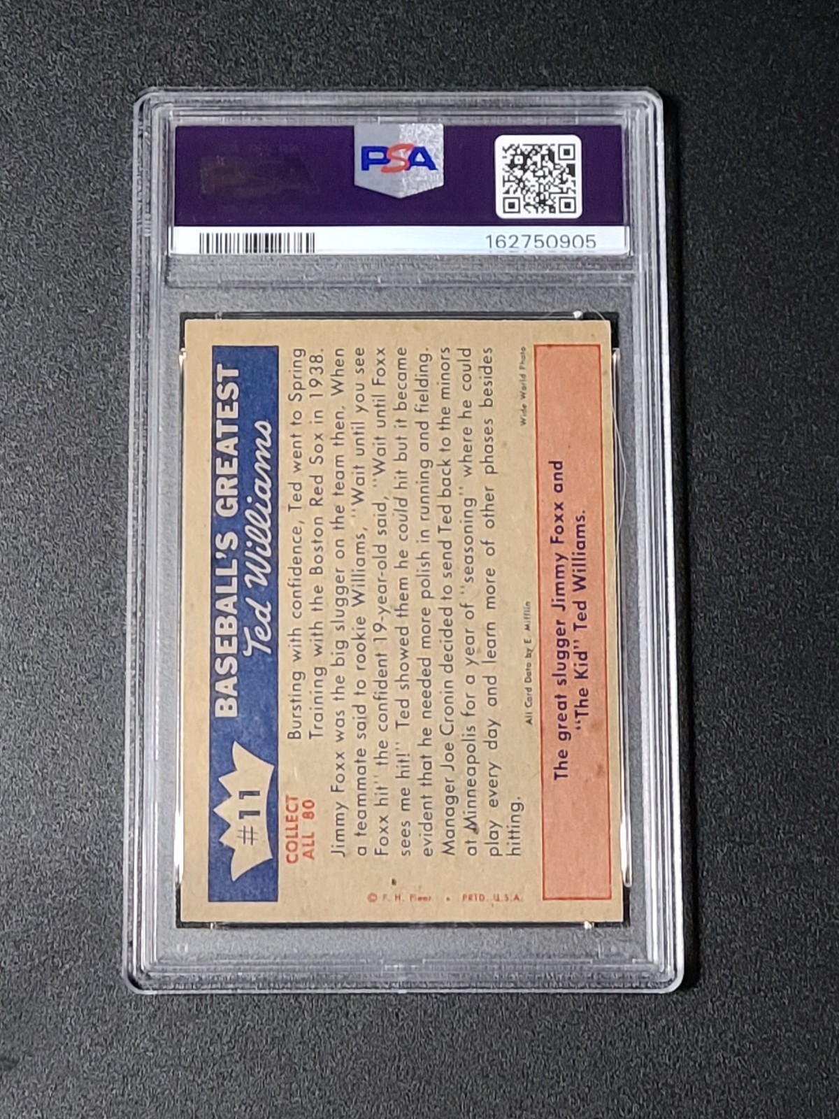 1959 Ted Williams #11 First Spring Training 1938 Jimmy Foxx Fleer PSA 6 view 2