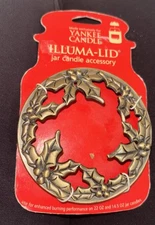 Yankee Candle Jar Topper Holly Berry Illuma-Lid 2011 Christmas Antique Brass New