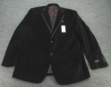 Alan Flusser Blazer Jacket Mens 46R Black Modern Fit Bond Velvet Cotton Classic