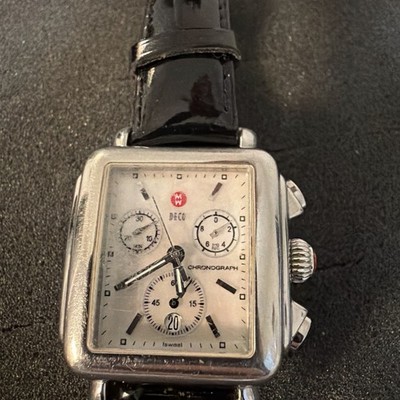 Michele Silver Dial Black Leather Strap Chronograph Watch Michele Cape Chronograph main image 4