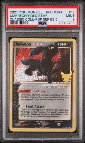 PSA 9 Grading Card Pokemon PTCG - Umbreon Gold Star Celebration Classic #17 EN