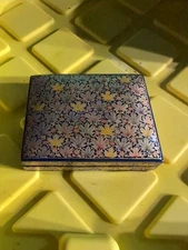 Vintage Handcrafted Wooden Marquetry Inlay Trinket Box Cherry/Walnut Veneer