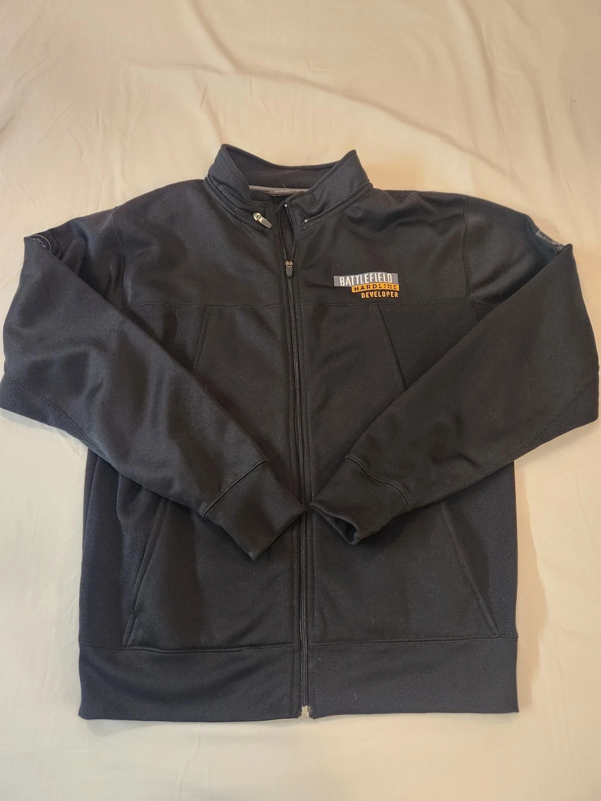 ITC Expedition Men Black Fleeced Line Zip Up Utility Jacket Size L Gamer Casual