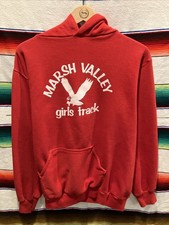 Vintage 70s Marsh Valley Girls Track Hoodie Russell Gold Tag Small 20.5x25 USA