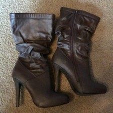 Paprika Brown Tall High-heal Boots Full Zip Side Size 7 1/2 Worn Once