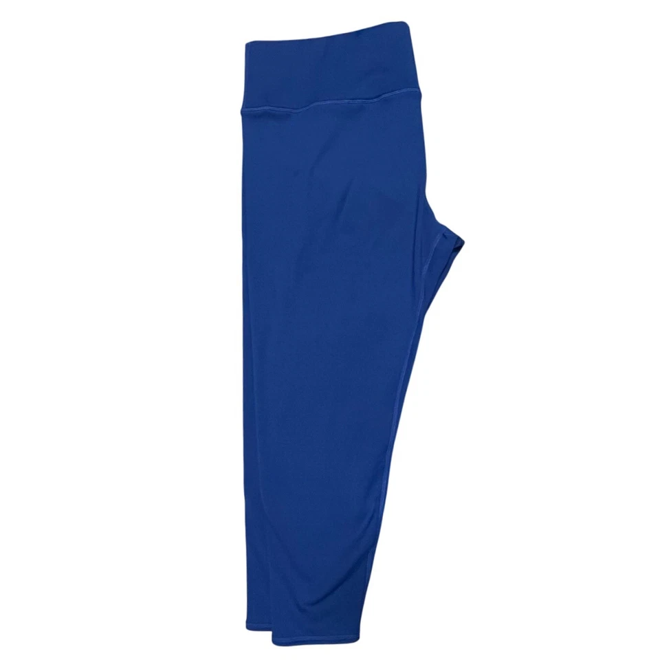Fleece Lined Leggings High Waist Tummy Control Cropped Blue 5XL - Image 2 of 4
