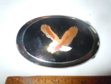 Vtg American Bald Eagle Silver Tone  Enamel Western Cowboy Belt Buckle