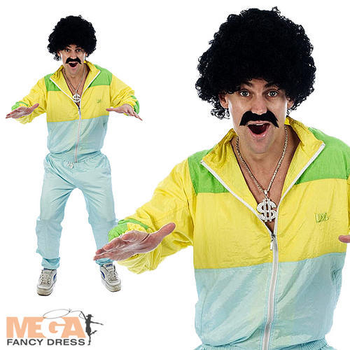 Shell Suit 80s Scouser Fancy Dress 1980s Party Mens Tracksuit Costume Outfit New - Picture 1 of 1