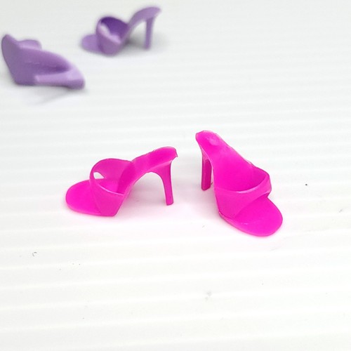 1980s Barbie Superstar Open Toe Heels Shoes Mules Hong Kong Pink Blue Purple - Picture 6 of 27