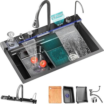 Flying Rain Waterfall Household Sink Integrated with Pull-Out Tap Set 29.5 INCH