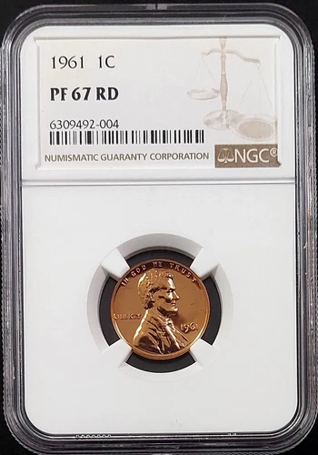 1961 Proof Lincoln Cent certified PF 67 RD by NGC! sku 92004