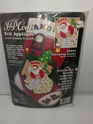  JP Coats Sleeping Santa Christmas Stocking Felt Beads Sequins 28054 New Sealed 
