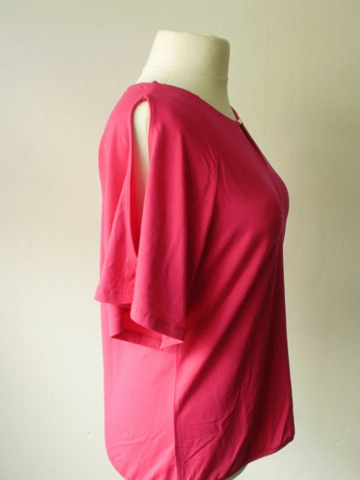 Lo último Blusa Estilo Túnica de Hombro Frío Rosa Resbaladizo Camiseta Grande Reino Unido 20 Foto 3 de 4