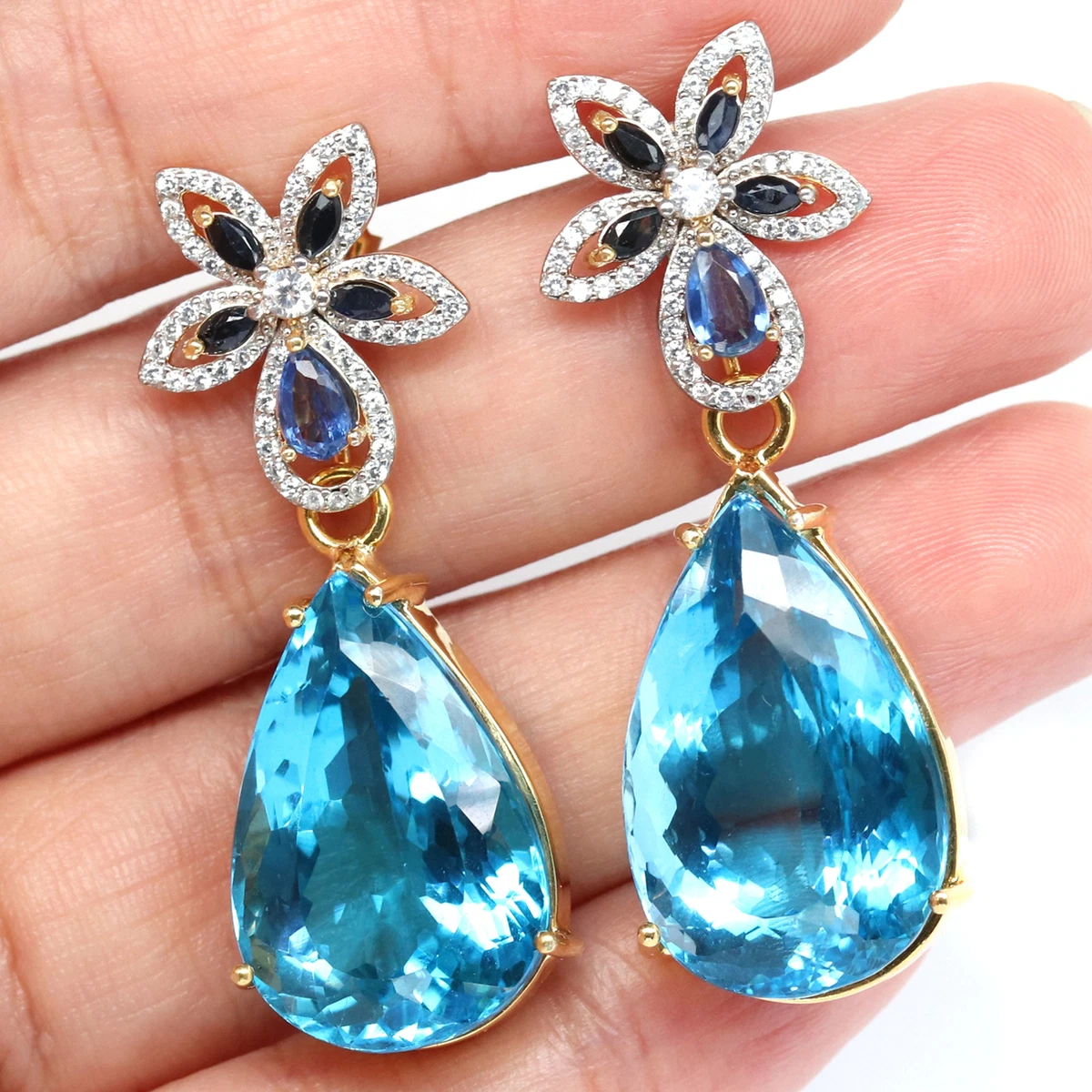 Swiss blue on sale topaz earrings