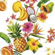 Two Individual Decoupage Paper Luncheon Napkins Banana Litter & Pineapple Fruits