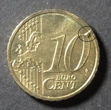 BELGIUM  10 CENT 2010 BROKEN DIE ERROR - EXTRA METAL ON 0 - UNC