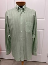 Auth. HERMES Cotton Apple Green Striped Dress Shirt sz 39/15 1/2