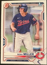 2021 BOWMAN DRAFT NOAH MILLER MINNESOTA TWINS PROSPECT #BD-109 1ST BOWMAN PAPER