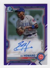 2021 Bowman Chrome Prospects Auto Purple Refractor 142/250 Ed Howard #CPA-EHO
