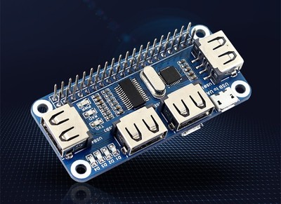 Waveshare 4 Port USB HUB HAT for Raspberry Pi 3B 2B B+ Zero/ Zero W USB to UART