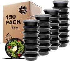 150 Sets Meal Prep Containers with Lids Disposable Take Out Food Container 32 OZ