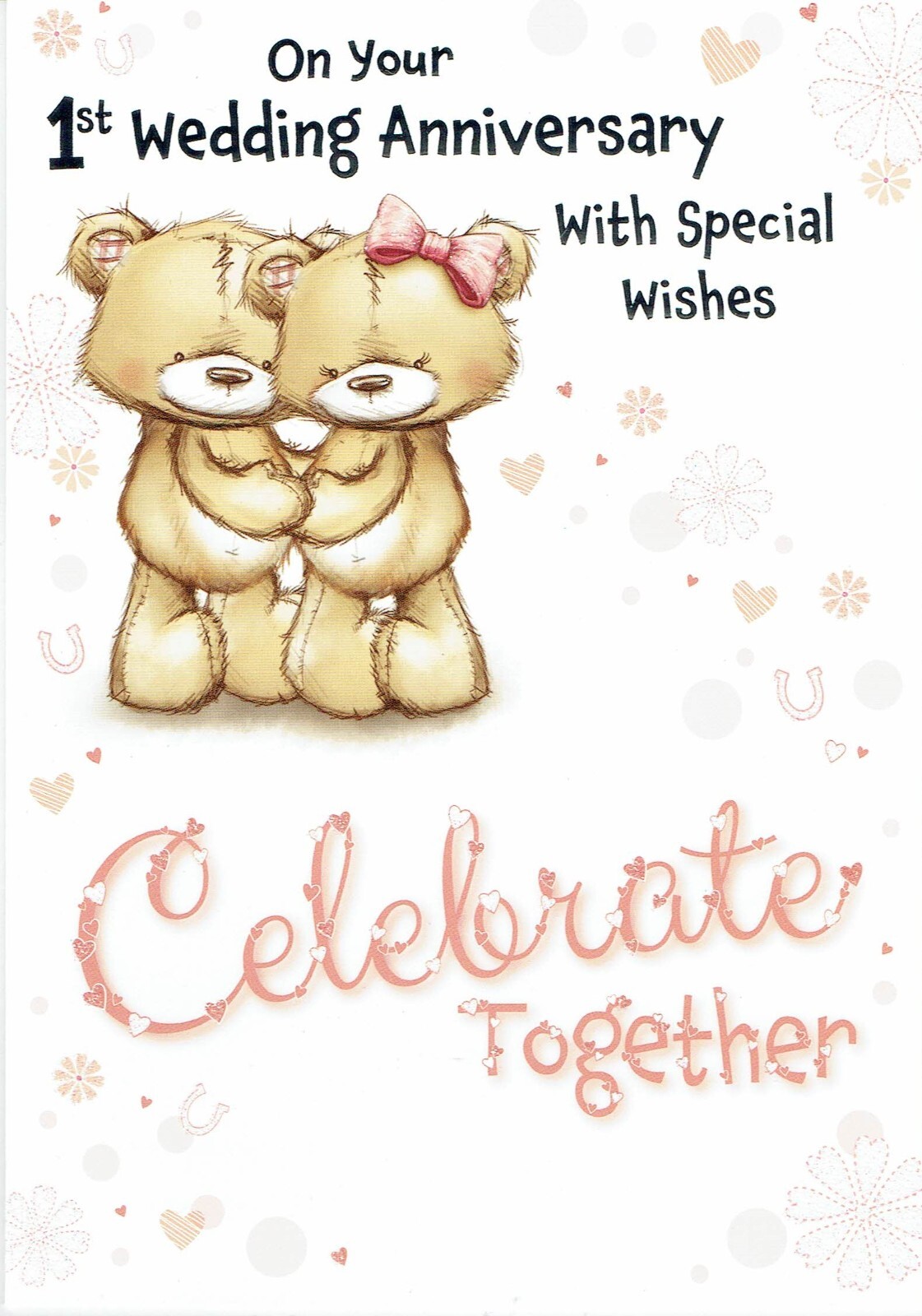 1st ANNIVERSARY CARD, Cute Celebrate Together Design Paper Anniversary