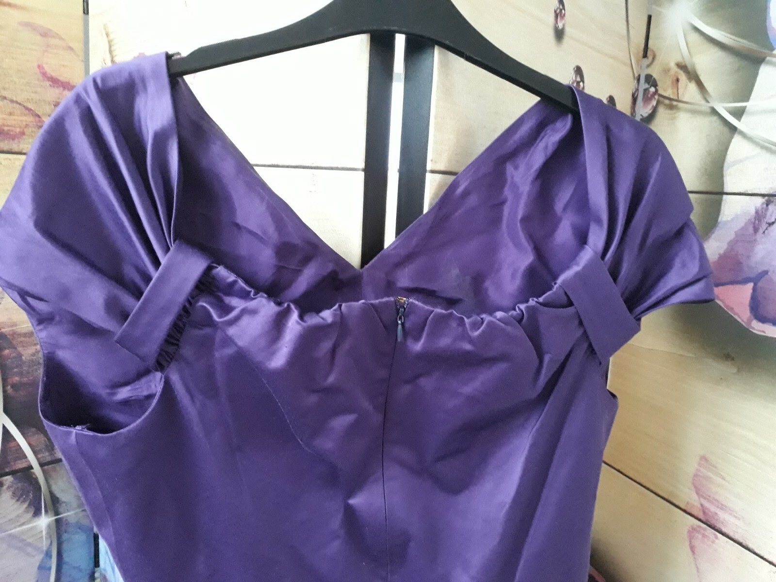 Abito viola YSL Saint Laurent a spalla taglia M UK 10 12