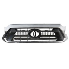 For 2012-2015 Toyota Tacoma Front Bumper Upper Grille Chrome Shell Grill Black