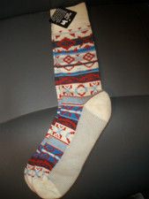 NEW Merino Wool Socks White with Red Blue Gray Designs SU124 