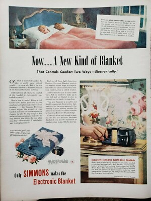 Vintage 1947 Simmons Electric Blanket Print Ads Ephemera Wall Art Decor 