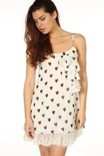Ladies lace frill dress New Size S/M Heart print